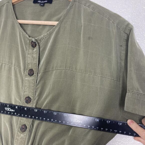 Madewell Jumpsuit Womens Medium Short Sleeves Green Tie Waist Wide Leg Lyocell - Picture 5 of 16